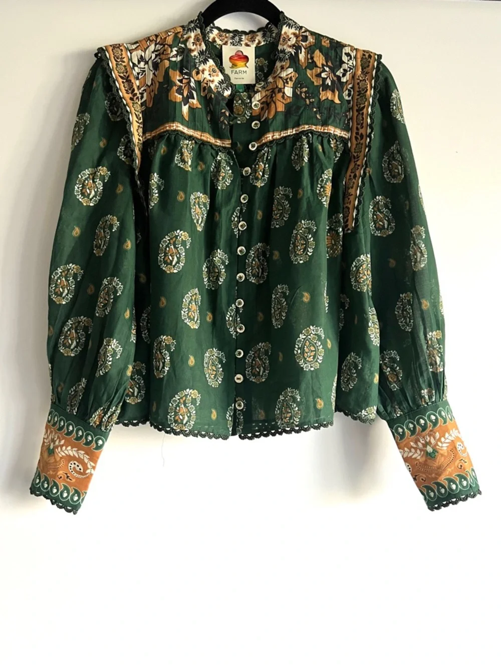 FARM Rio Tayla Green Blouse Size XXS NWT